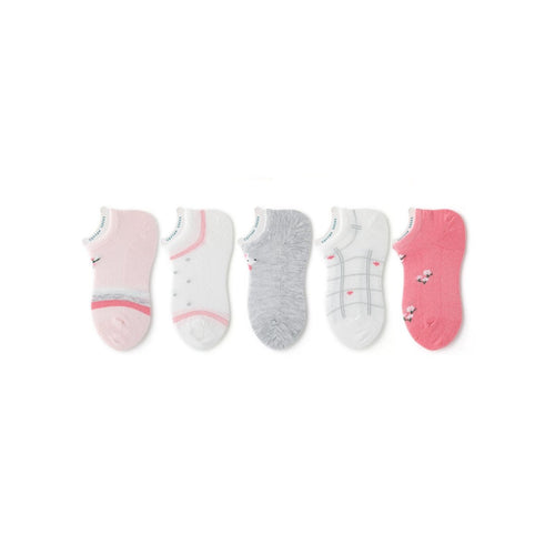 Petals Falling Thin Mesh Breathable Girl 5pcs Ankle Socks Set   0cm