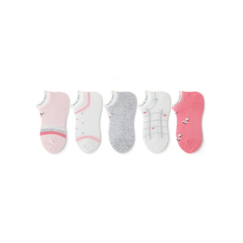 Petals Falling Thin Mesh Breathable Girl 5pcs Ankle Socks Set