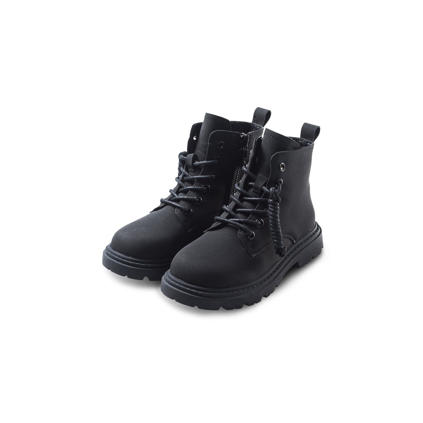 Pigtail Classic Kids Black Combat Boots - 0cm