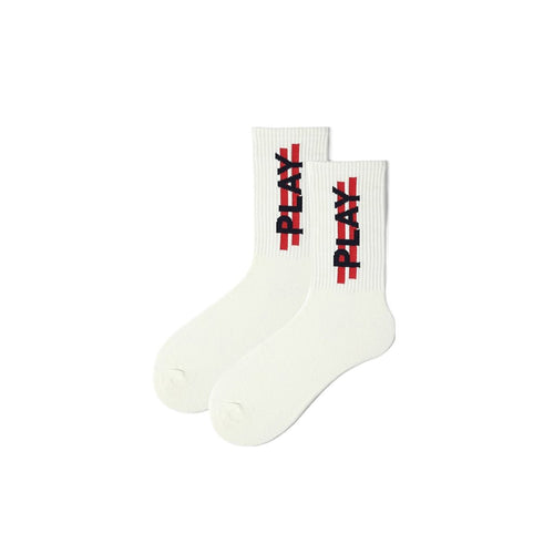 Play All season Unisex White Crew Socks   0cm