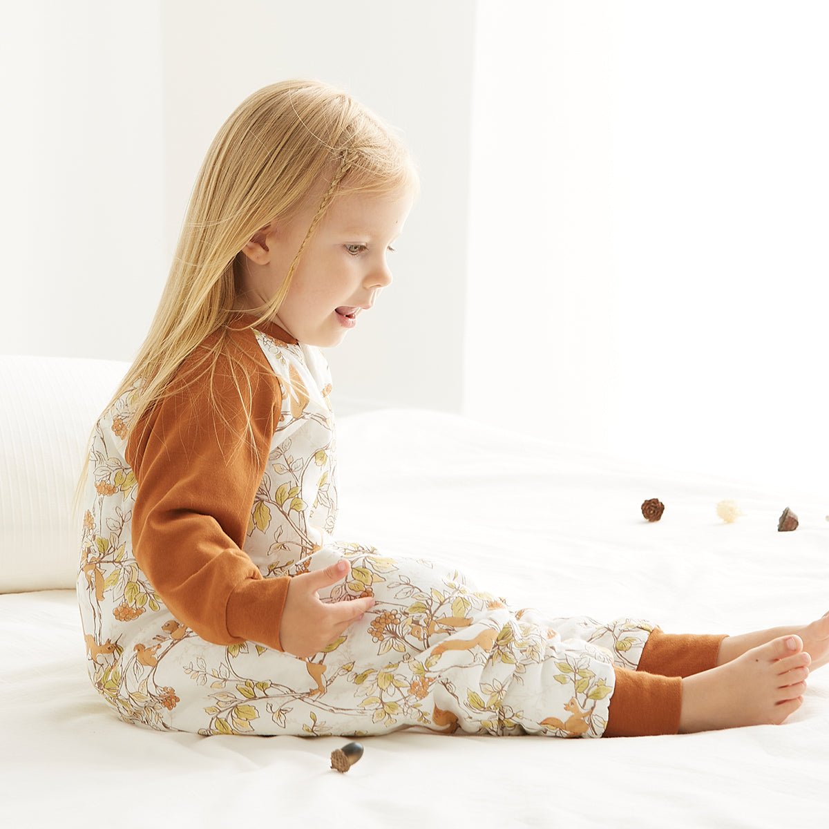 Playing Squirrel Long Sleeve Kids Brown One Piece Pyjama   0cm