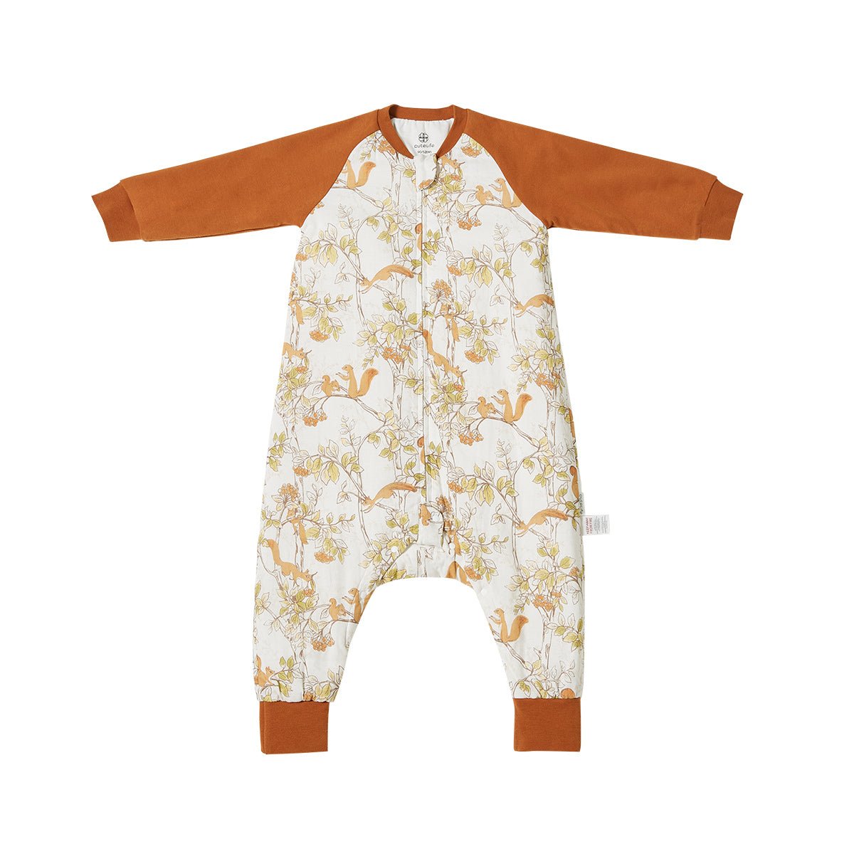 Playing Squirrel Long Sleeve Kids Brown One Piece Pyjama   0cm