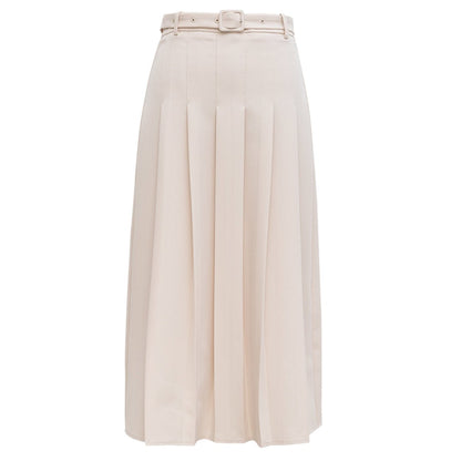 Pleated Apricot High-Waist Skirt - 0cm
