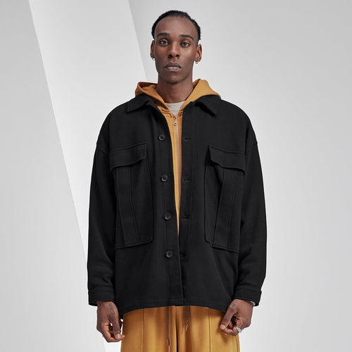 Pocket detail Oversized Black Knitted Jacket   0cm