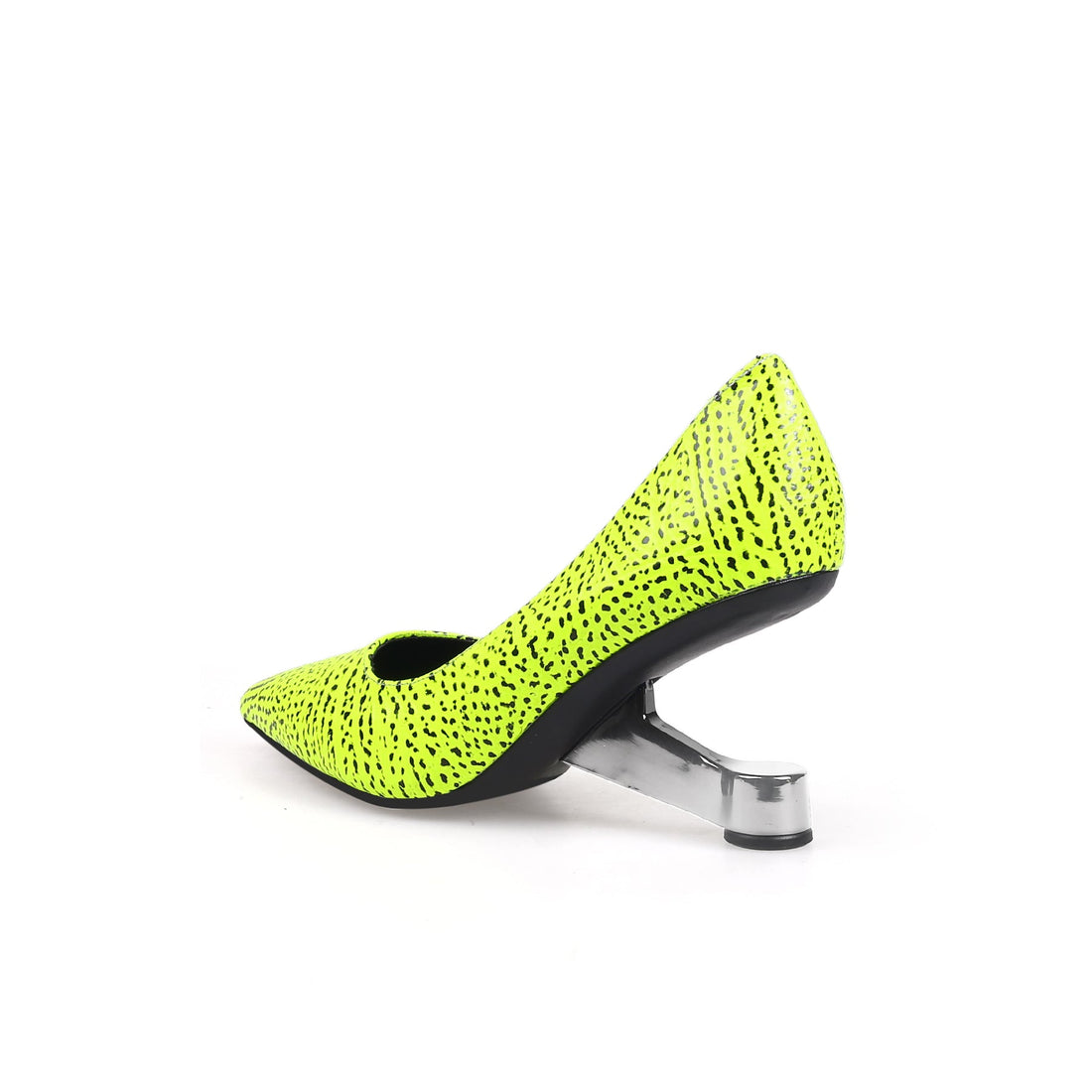 Pointed-Toe Faux Leather Green Pumps - 0cm