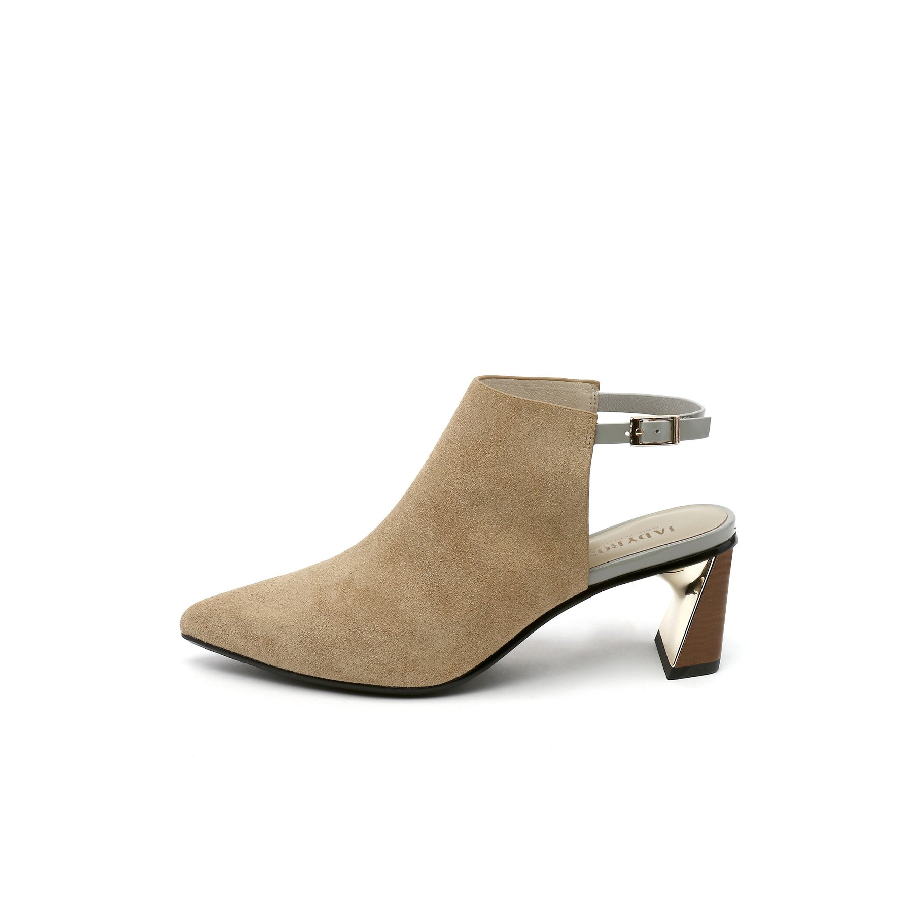 Pointed-Toe Faux Suede Apricot Mules - 0cm