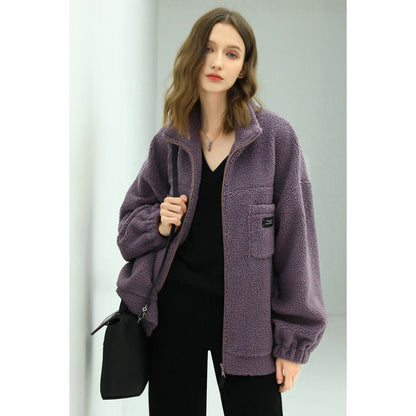 Polar Drop Shoulder Oversize Lavender Fleece Jacket - 0cm
