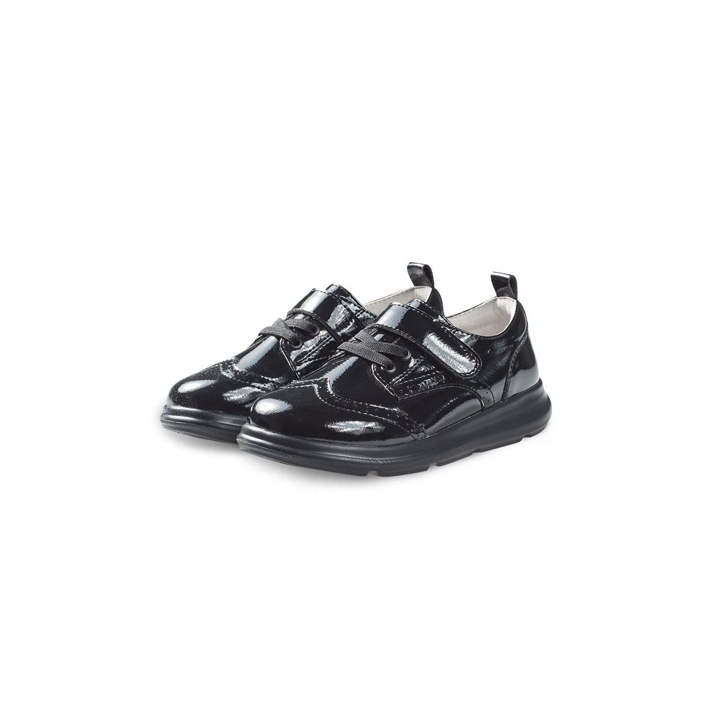 Posh Time Soft Sole Kids Patent Black Brogue School Shoes - 0cm