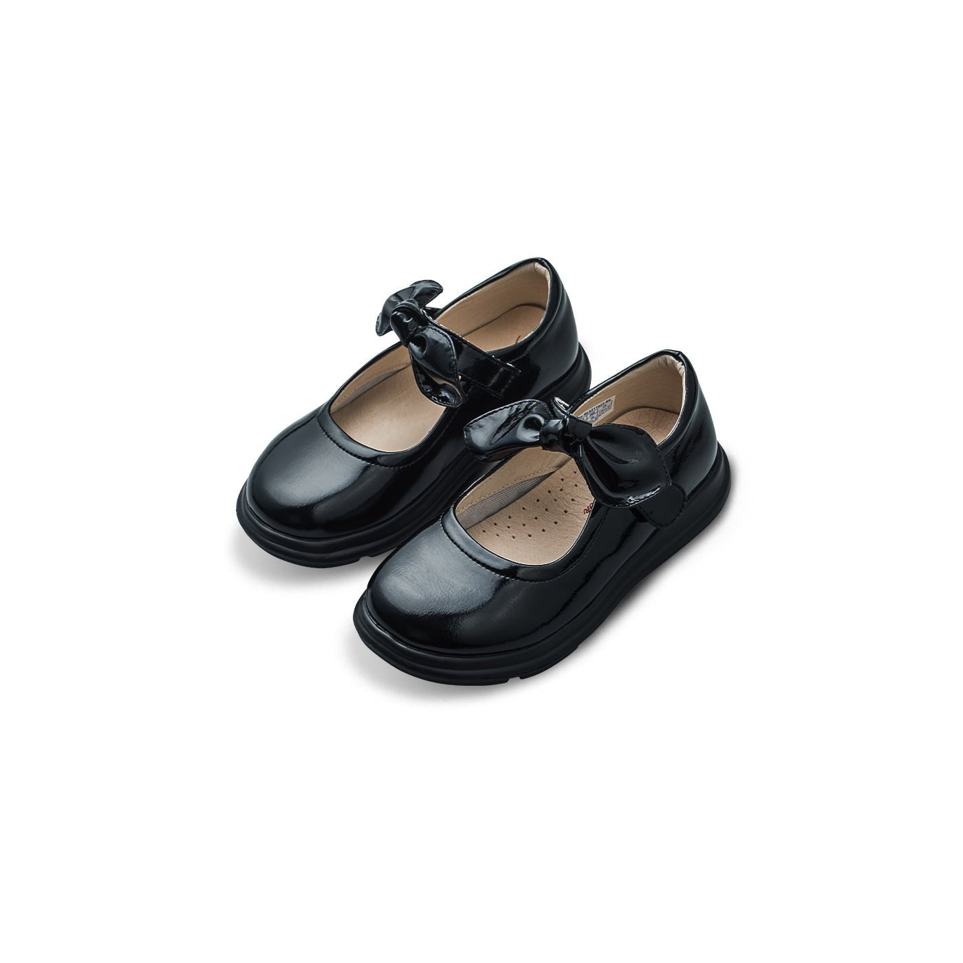 Pretty Bow Soft Sole Girl Patent Black School Shoes - 0cm