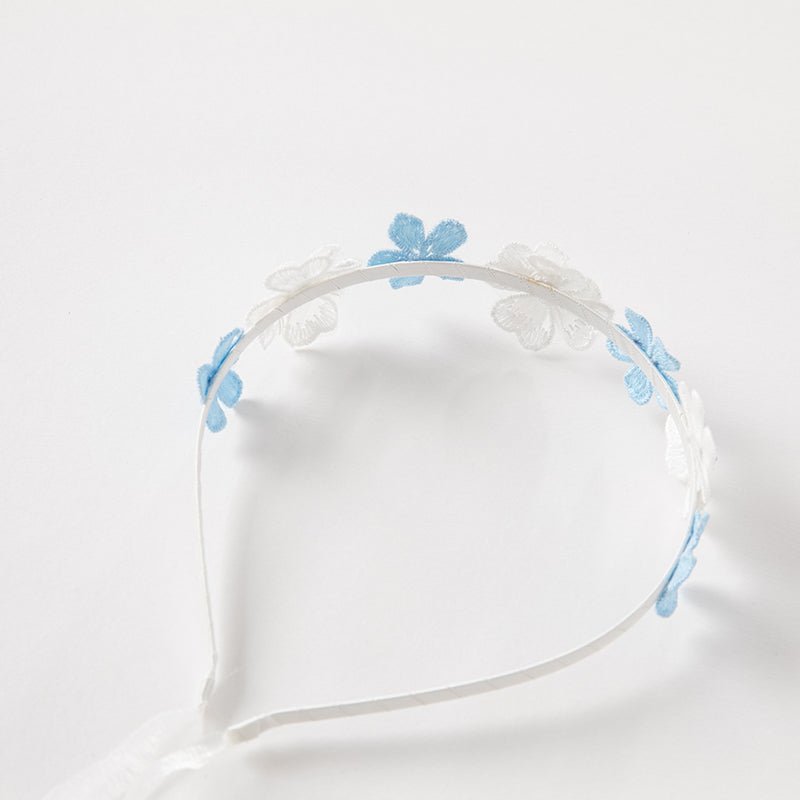 Pricess Girl Mesh Embroidery White Knitted Dress With Headband - 0cm