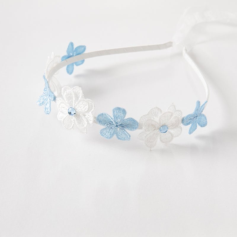 Pricess Girl Mesh Embroidery White Knitted Dress With Headband - 0cm