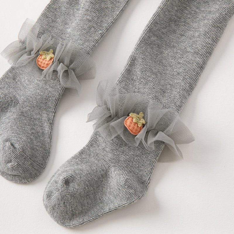 Princess Girl Tulle Berry Embroidery Grey Leggings   0cm