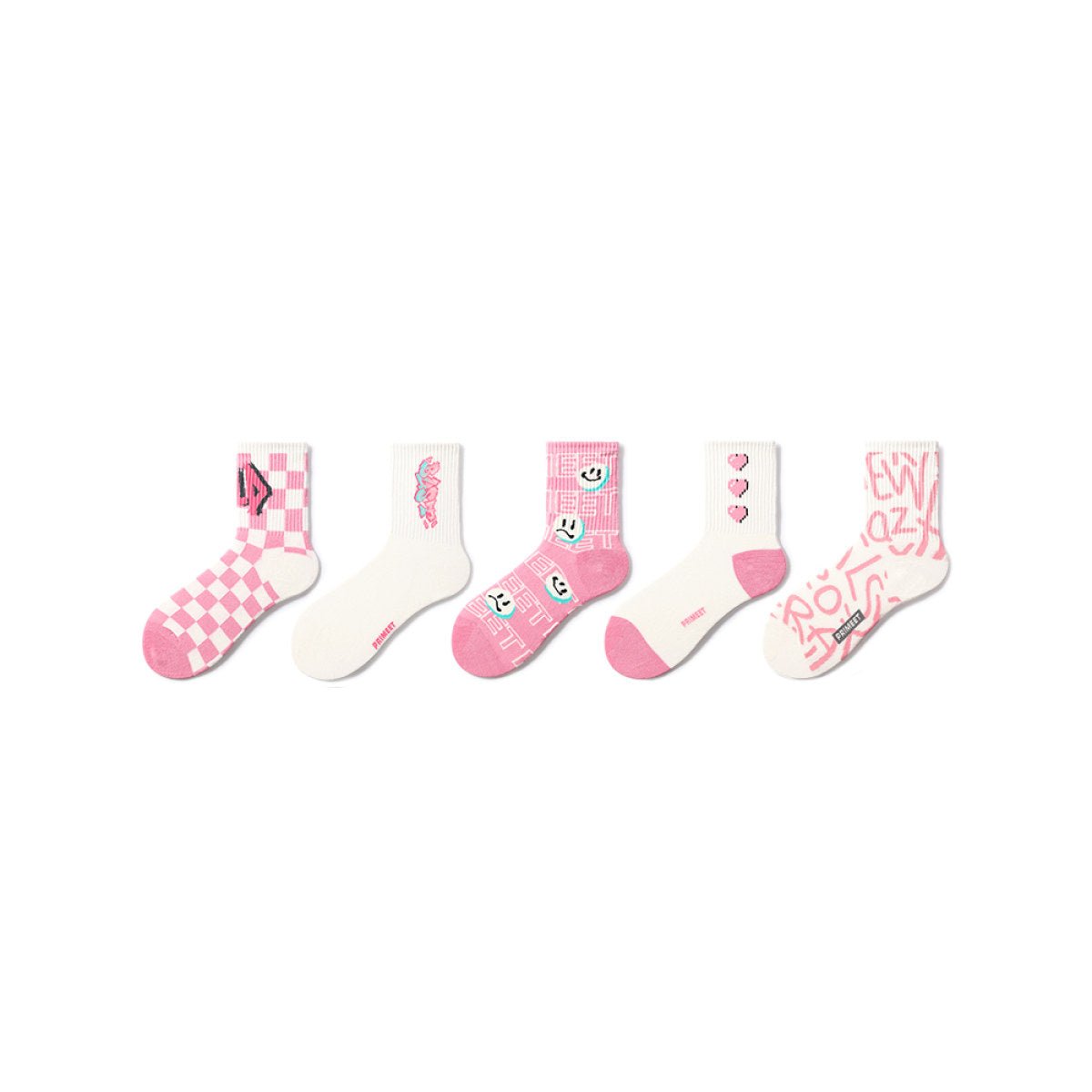 Princess Heart All-season Women 5pcs Crew Socks Set - 0cm
