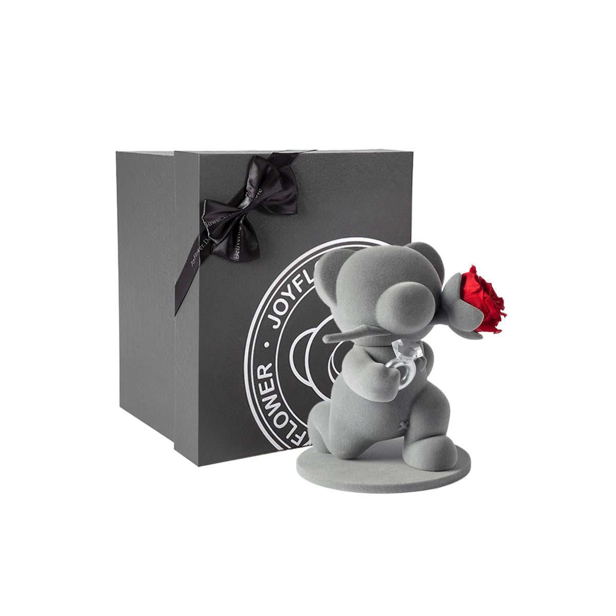 "Proposal Bear on One Knee" Eternal Flowers Rose Teddy Bear Gift Set   0cm