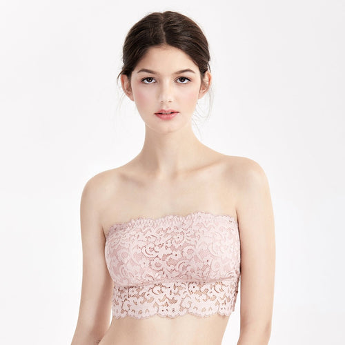 Pullover Longline Lace Padded Wireless Pink Bra   0cm