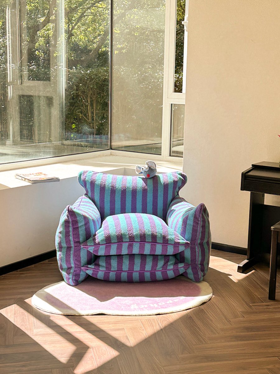 Purple Striped Comfy Sofa - 0cm