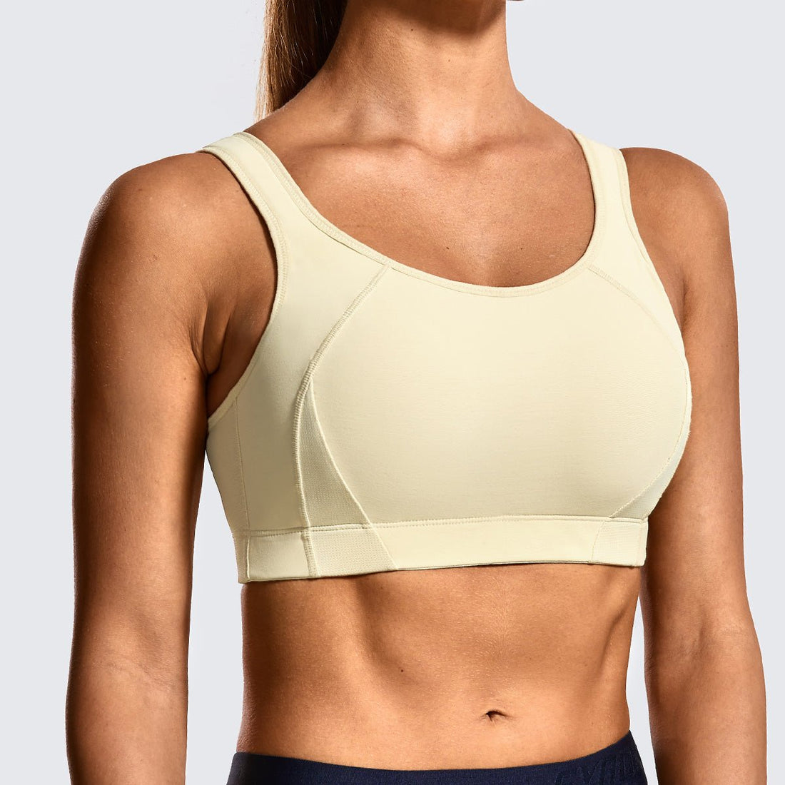 Quick-dry Everyday High Impact Padded Wireless Full Coverage Beige Sports Bras - 0cm