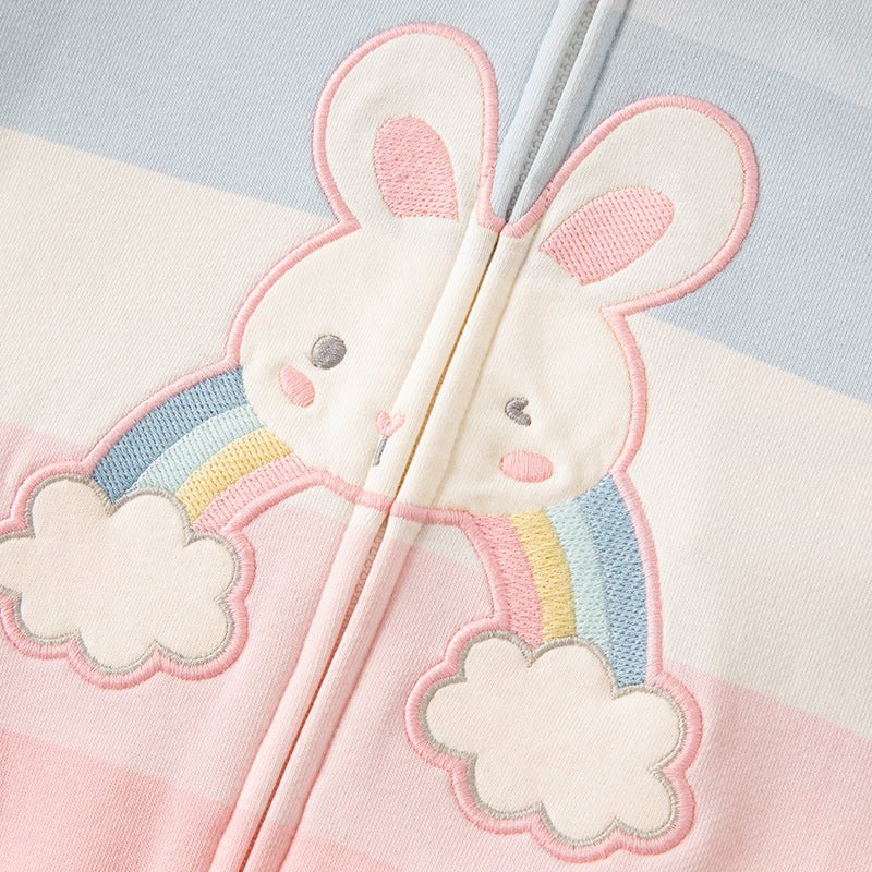 Rainbow Bunny Two piece Girl Hooded Sweater Jacket & Pants Set   0cm