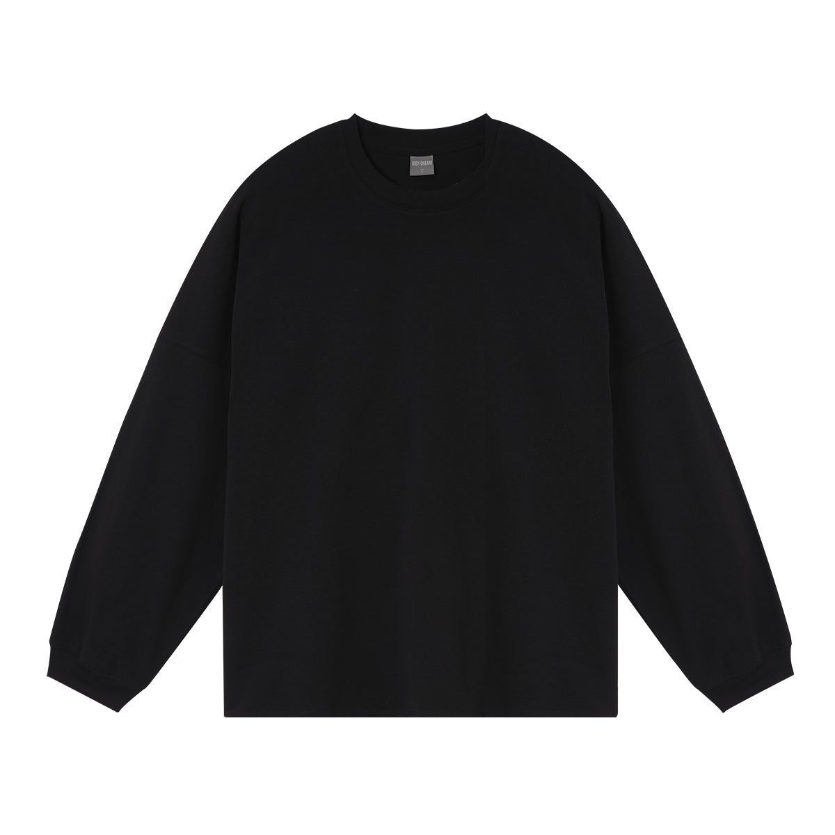 Relaxed Fit Heavyweight Long sleeve Black Tee   0cm