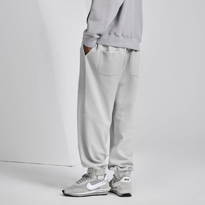 Relaxed Geometric Seam-detail Grey Cotton-blend Sweatpants - 0cm