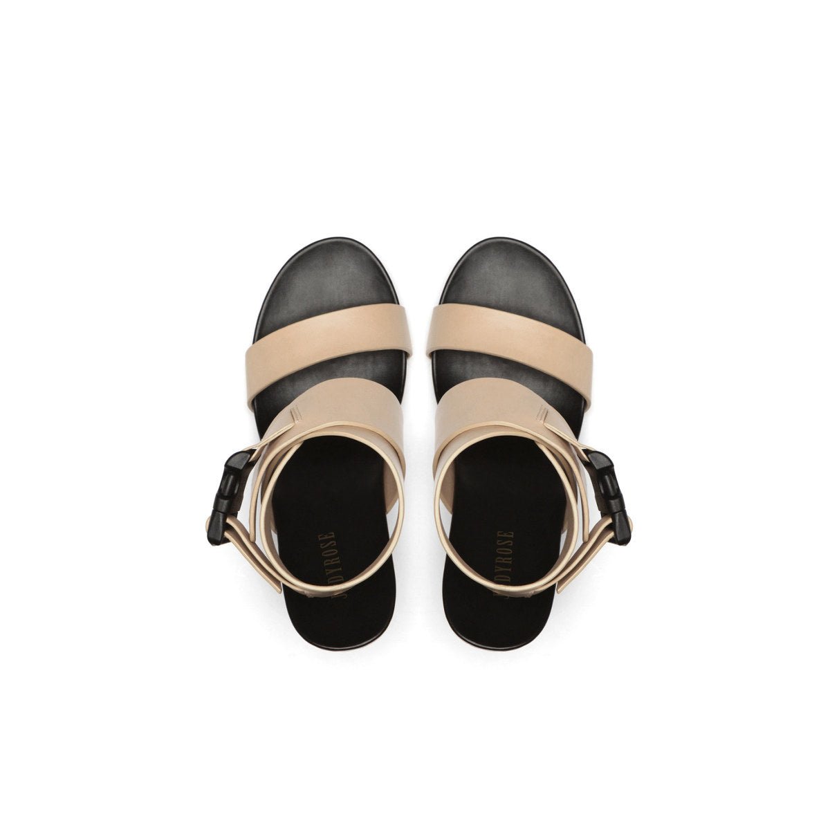 Release Buckle Chair-Heel Leather Apricot Sandals - 0cm