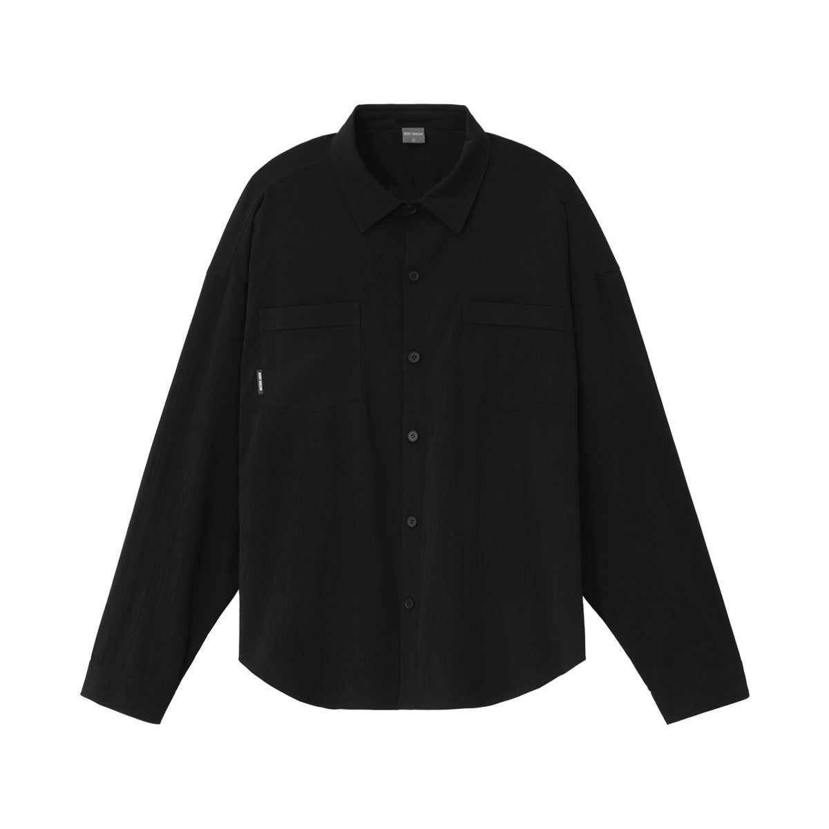 Resort Drape Pleated Crepe Black Shirt   0cm