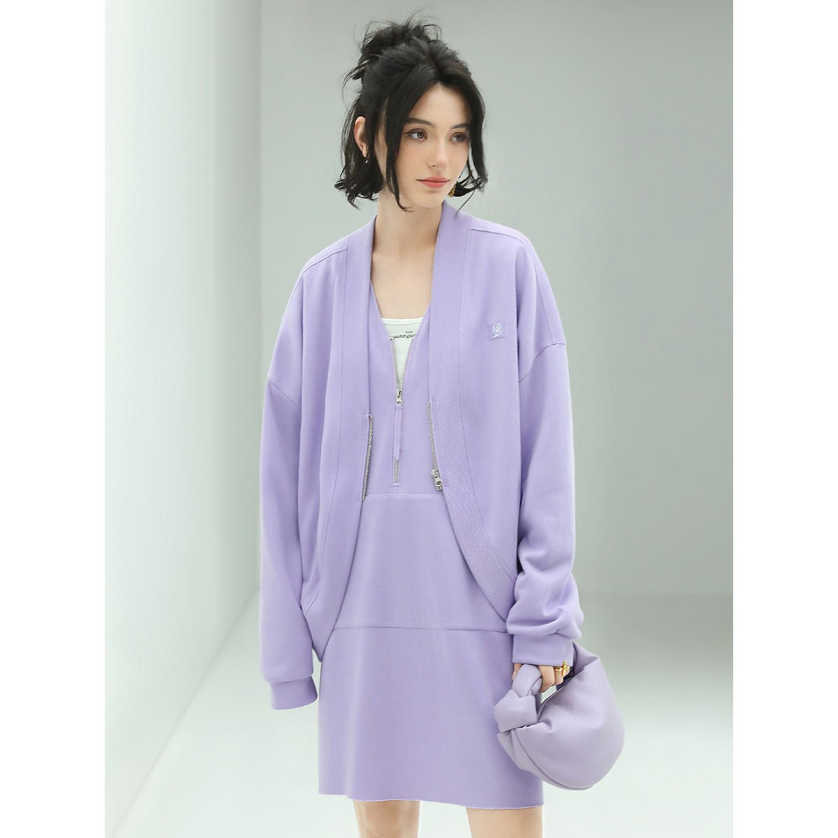Rest Day Batwing-sleeve Relax-fit Lavender Jacket - 0cm