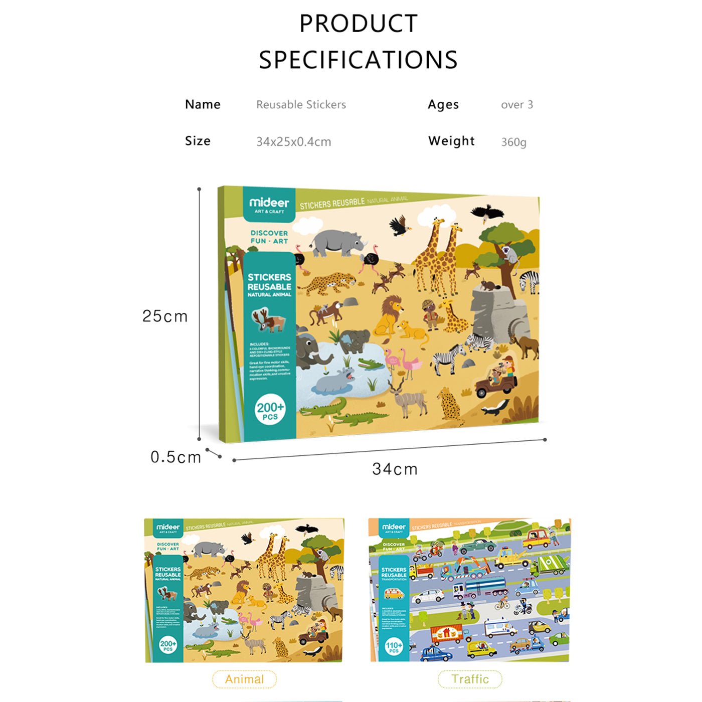 Reusable Electrostatic Sticker Book - Animal - 0cm