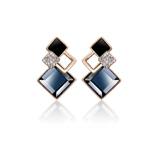 Rhombus Crystal Blue Earrings   0cm