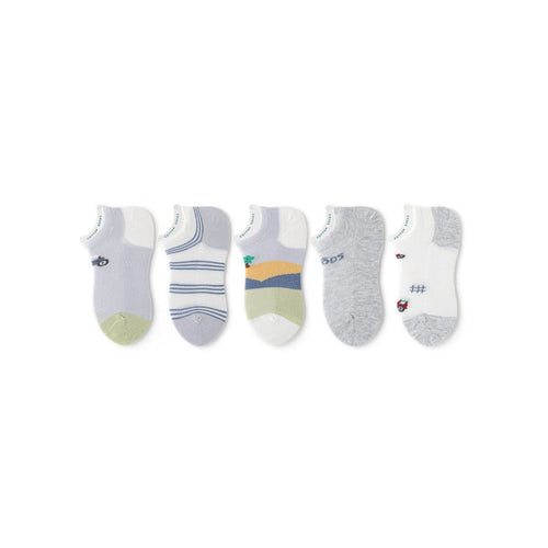 Rural Scenery Thin Mesh Breathable Boy 5pcs Ankle Socks Set   0cm