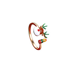 Santa Deer Gold Ring