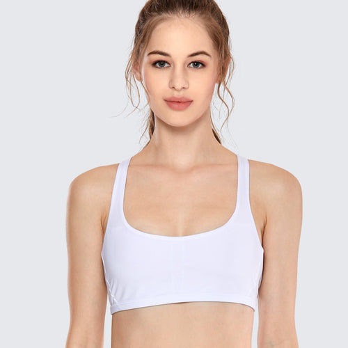 Sexy Criss Cross Back Padded Low Impact White Workout Bra   0cm