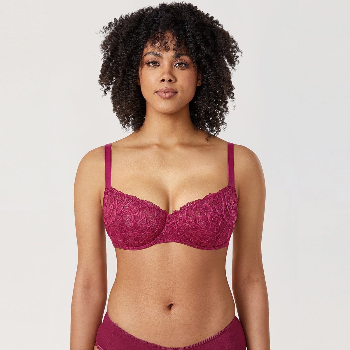 Sexy See Through Extra Lift Underwire Purple Demi Bra   0cm