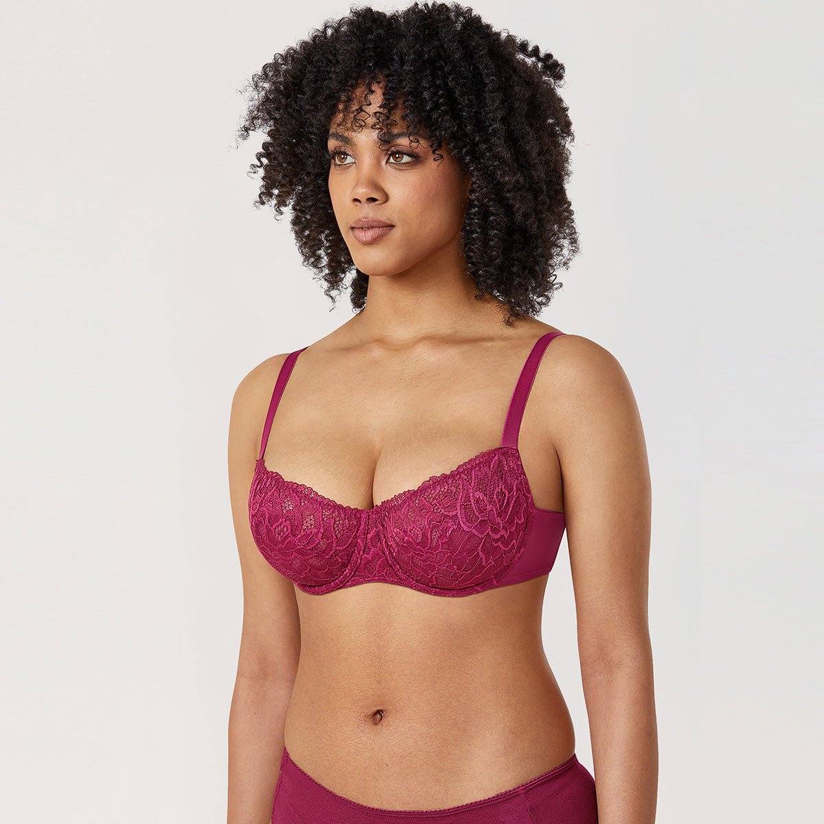 Sexy See Through Extra Lift Underwire Purple Demi Bra   0cm