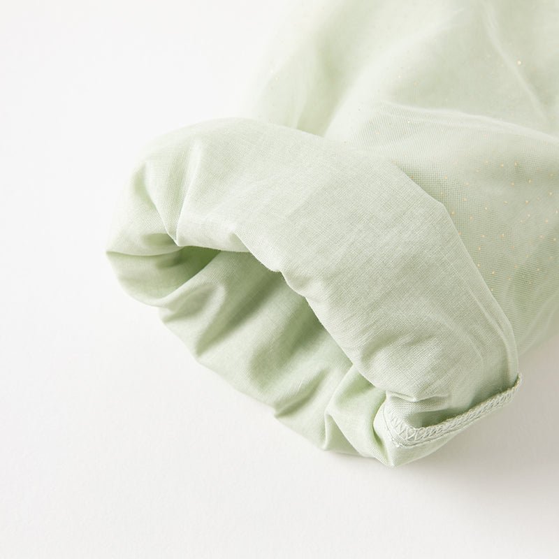 Sheer Spring Blossom Girl Green Dress With Purse   0cm