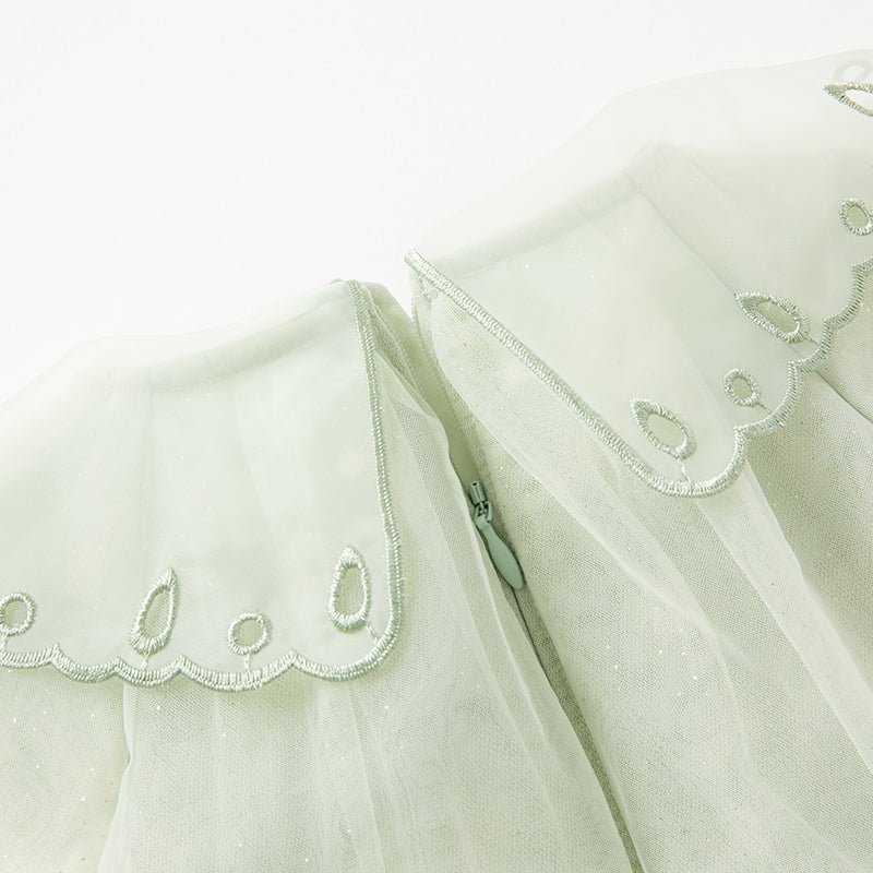 Sheer Spring Blossom Girl Green Dress With Purse   0cm