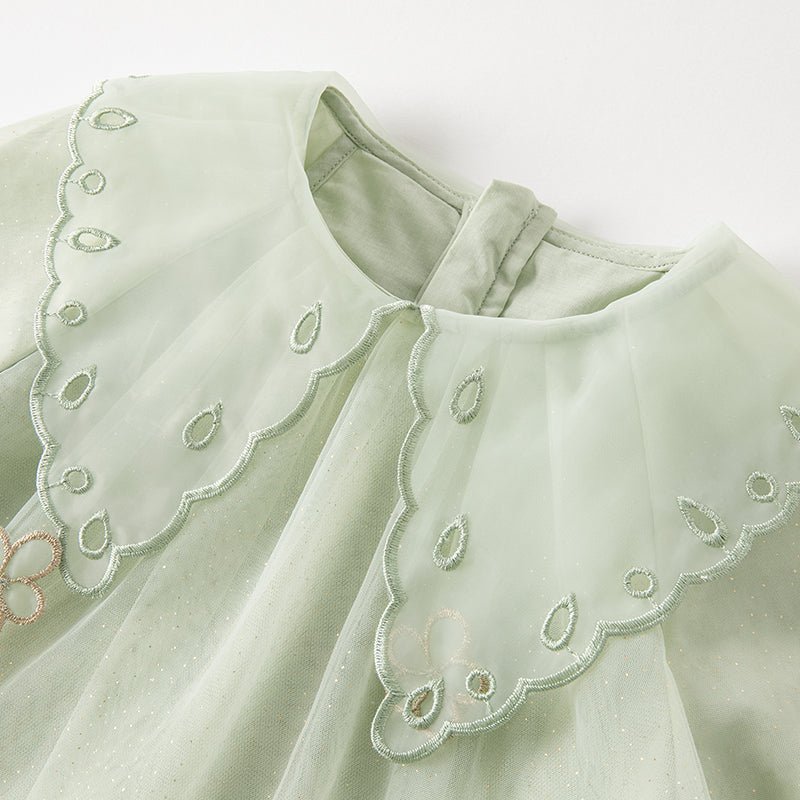 Sheer Spring Blossom Girl Green Dress With Purse   0cm