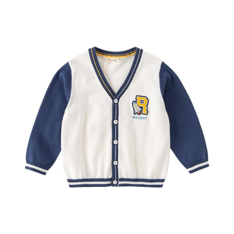 Shooting Rocket Two tone Boy Navy Knitted Cardigan   0cm