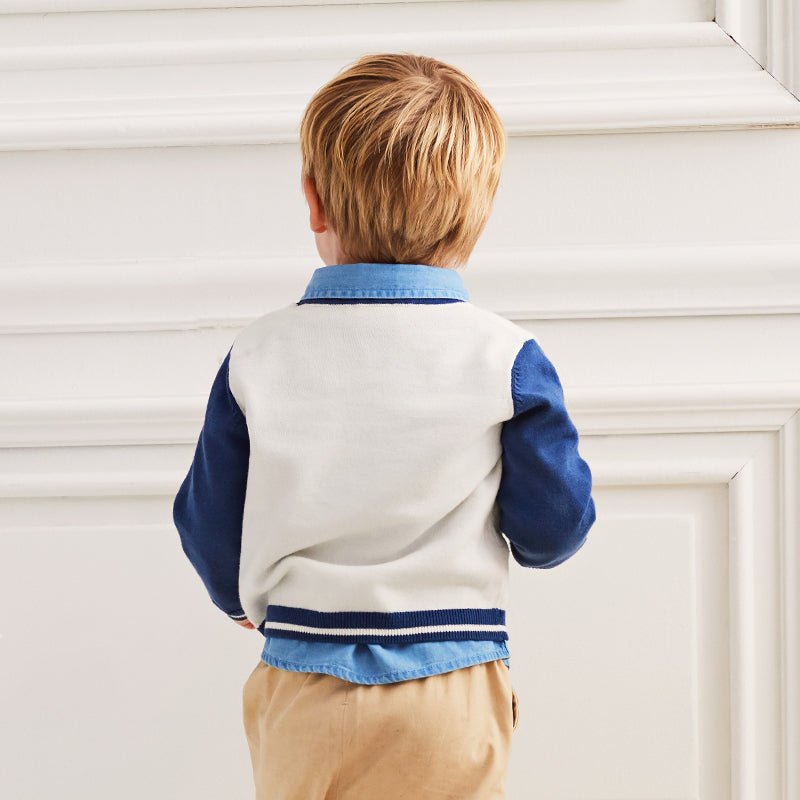 Shooting Rocket Two tone Boy Navy Knitted Cardigan   0cm