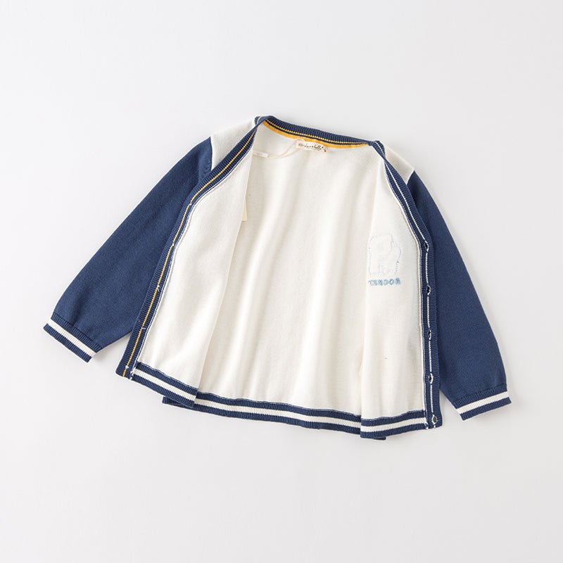 Shooting Rocket Two tone Boy Navy Knitted Cardigan   0cm