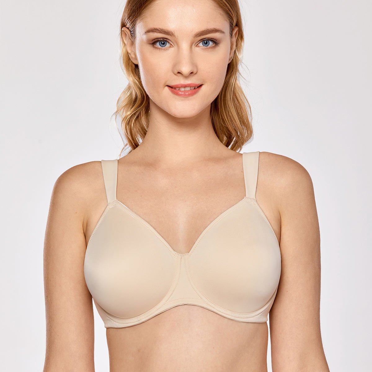 Side Boning Minimizer Underwire Non Padded Support Nude Full Coverage Bra   0cm