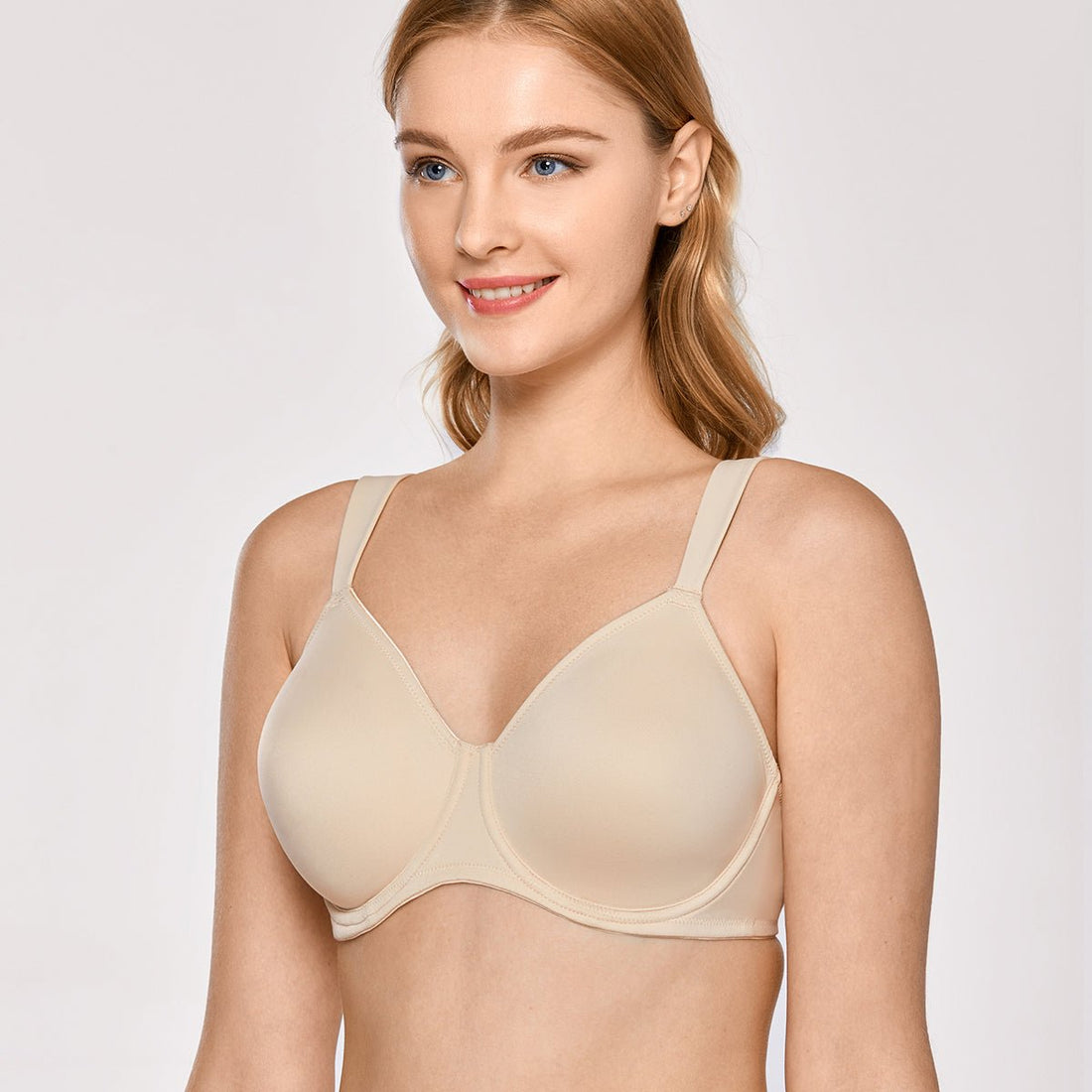 Side Boning Minimizer Underwire Non Padded Support Nude Full Coverage Bra - 0cm