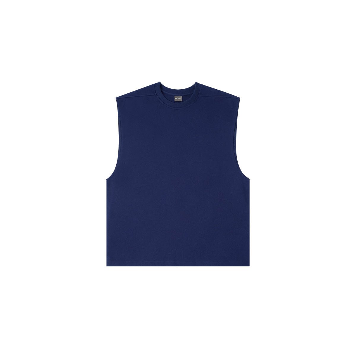 Side Zipper Oversized Cut Off Navy Sports Tank Top   0cm