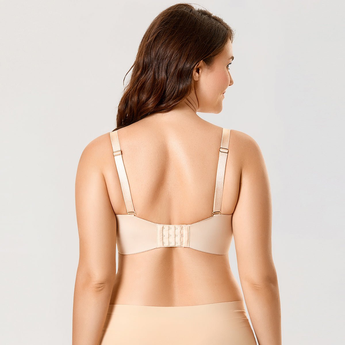 Silicone free Strapless Plus Size Minimizer Non Padded Underwire Beige Bra   0cm