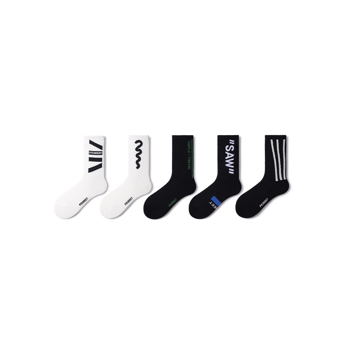 Simple Trend All season Unisex 5pcs Active Crew Socks Set   0cm
