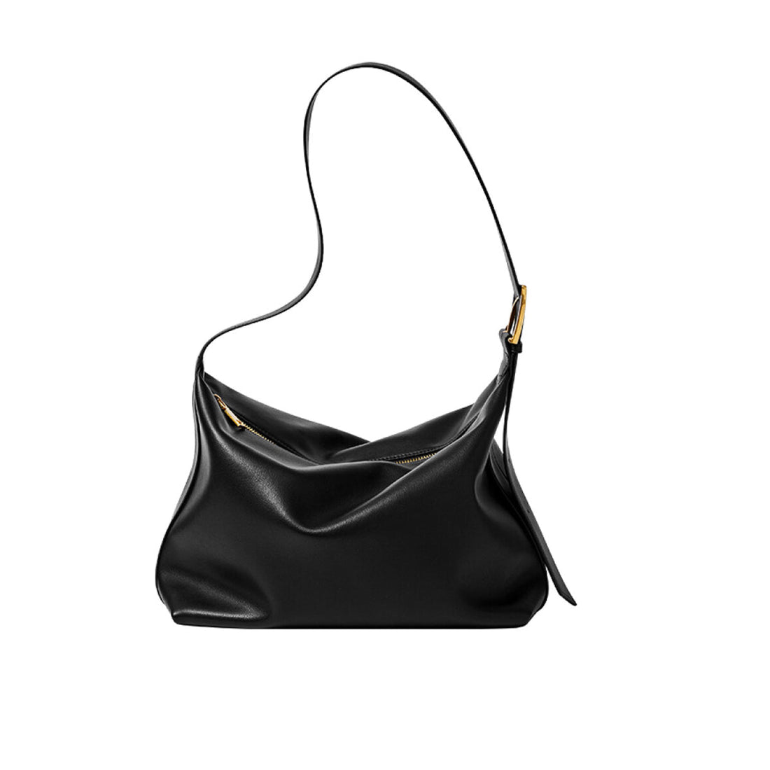 Sleek Black Retro Leather Tote Bag - 0cm