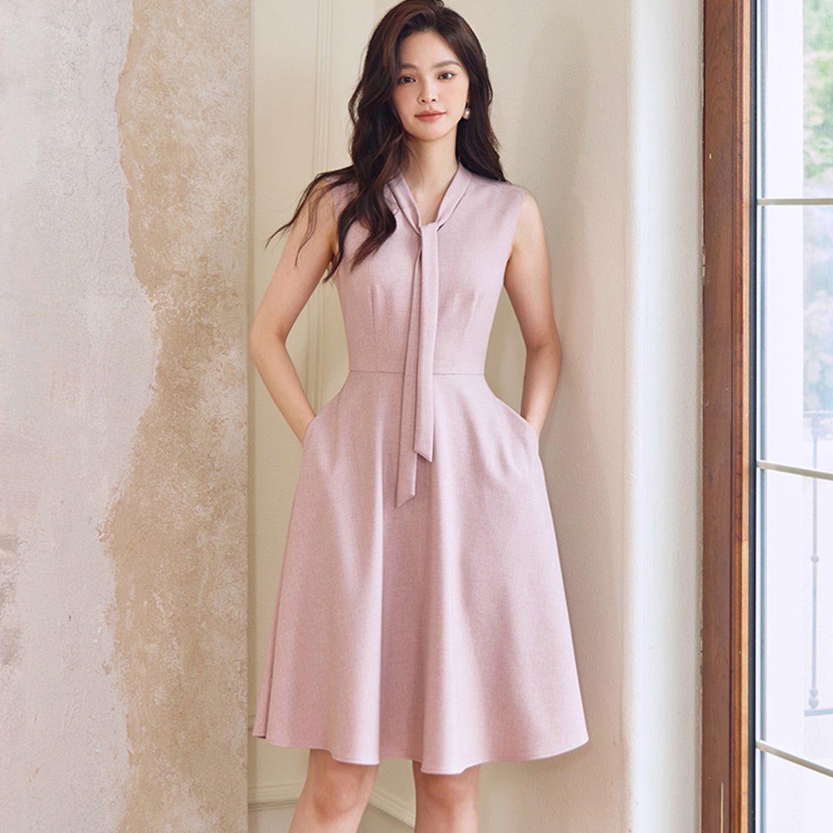 Sleeveless Pink Modern Fashion Dress   0cm