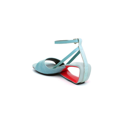 Slide Hollow Heel Blue Sandals - 0cm