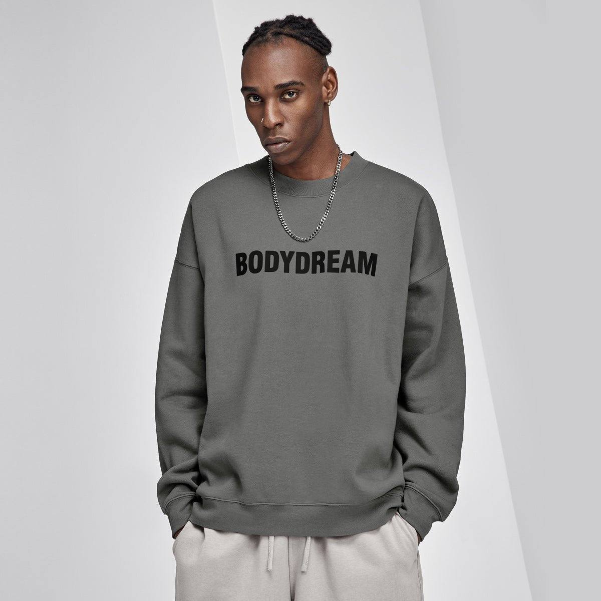 Slouch Logo print Charcoal Crew Sweater   0cm