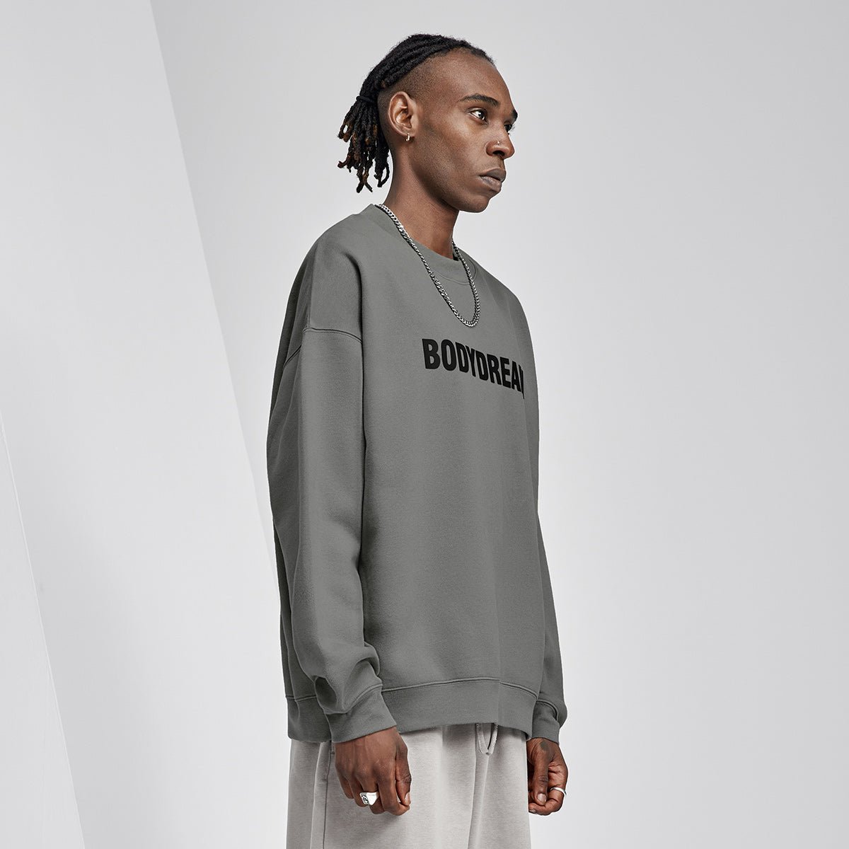 Slouch Logo print Charcoal Crew Sweater   0cm